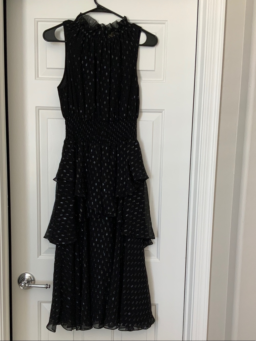 Rebecca Taylor Black Sleeveless Ruffle Tiered Midi Dress